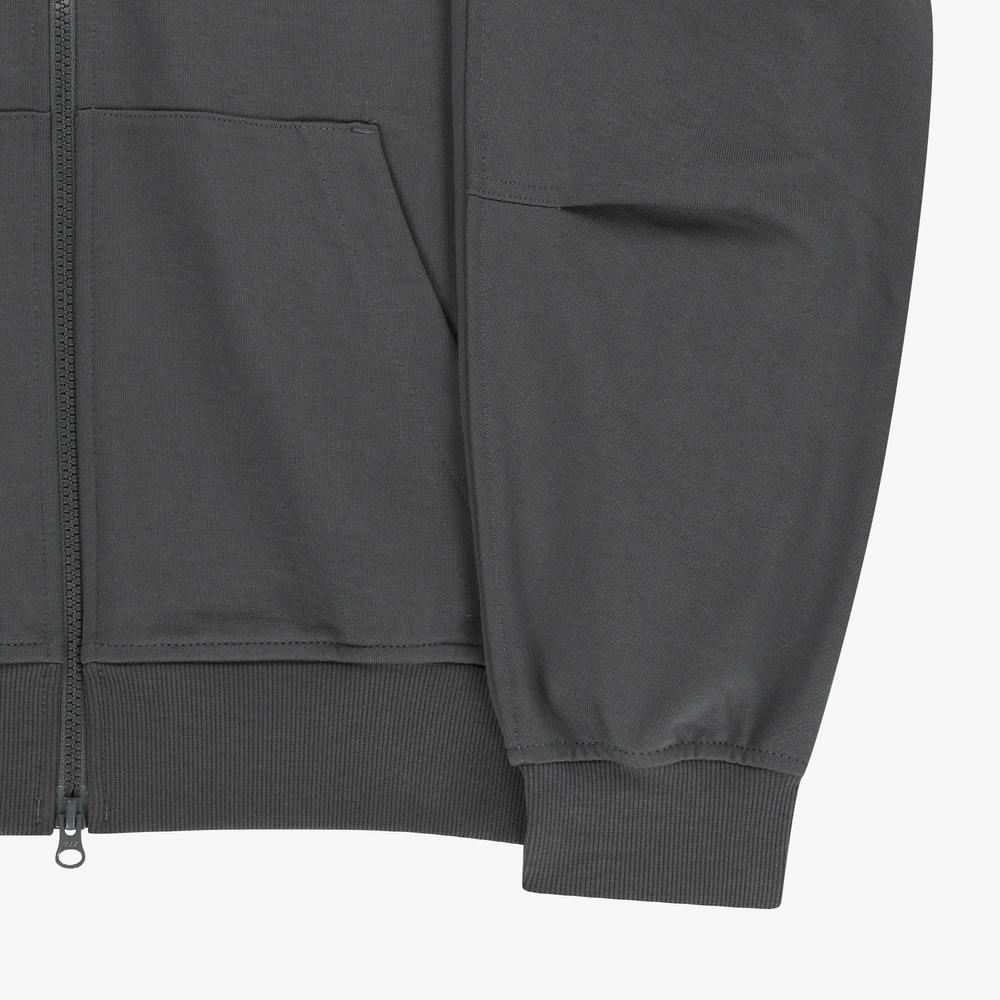 WHITE LABEL HOODIE ZIP-UP CHARCOAL GREY